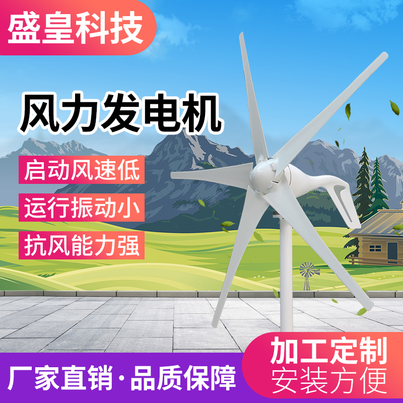风力发电机微小型风力发电机100w12v24v家用监控路灯基占用示范展示