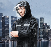 雨中人雨衣成人分体式雨衣徒步透明挡雨双帽檐反光条雨衣雨裤套装厂家直销