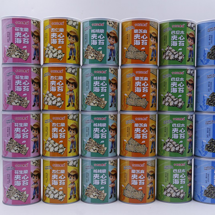 夹心海苔 即食桶装海苔 芝麻海苔夹心脆生产厂家
