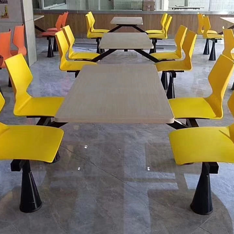 单位食堂餐桌椅 不锈钢食堂餐桌 食堂连体桌椅 员工饭堂桌椅厂家