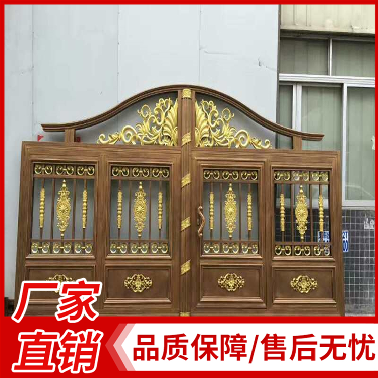 别墅铝艺庭院大门 欧式简约铝艺门 花园铝制双开大门铝艺大门 