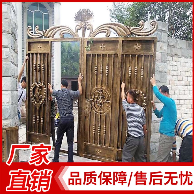 定制定制铁艺大门 庭院别墅铁艺大门欧式 铸铁小区大门价格 
