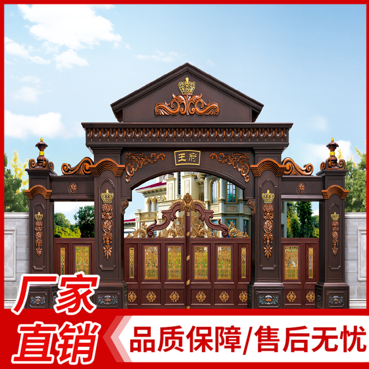 铝艺门头厂家直销 别墅入户大门 别墅大门别墅铝艺门头