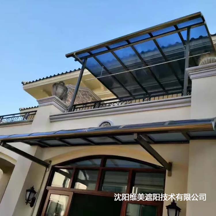 定制高端铝合金窗篷  沈阳阳光房窗棚 维美铝合金窗篷定做安装
