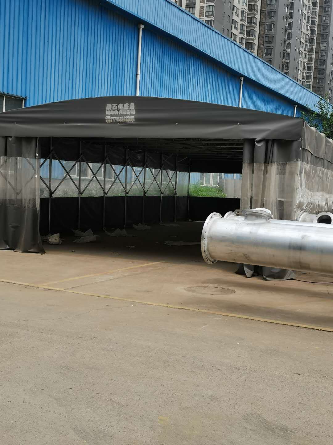 西安户外烧烤棚 伸缩雨棚 移动推拉棚厂家定做