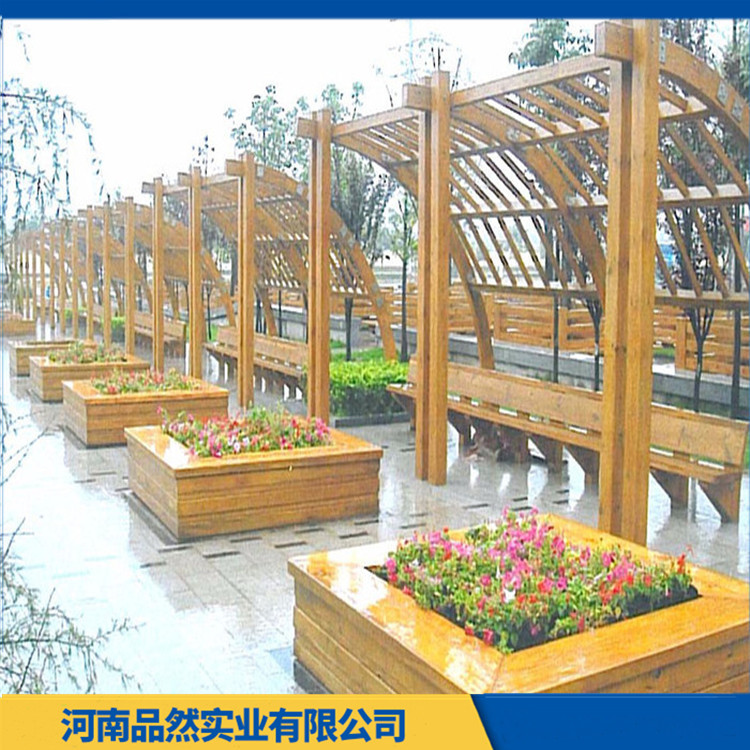 街道防腐木花箱 公园隔离木质花箱 款式多样 支持定做