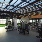 大型健身房 可移动伸缩采光顶 双轨式电动天幕 户外电动天幕帘 