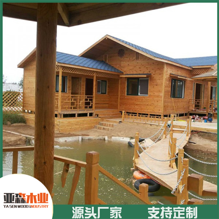 景观防腐木木房子 河南中式防腐木木屋 度假防腐木休闲木屋
