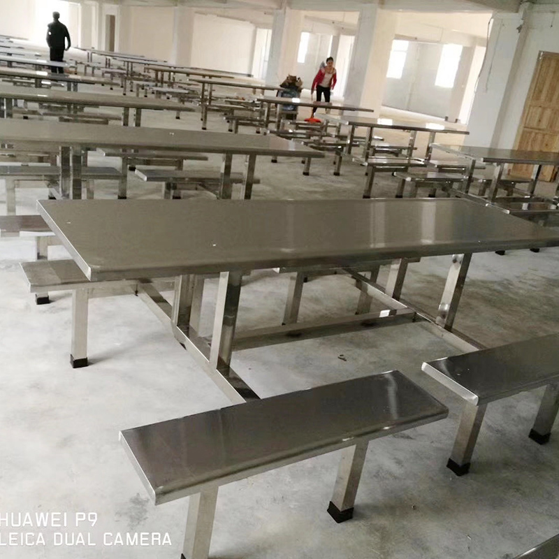食堂一体餐桌椅 学校餐桌餐椅 单位食堂餐桌 定制加工