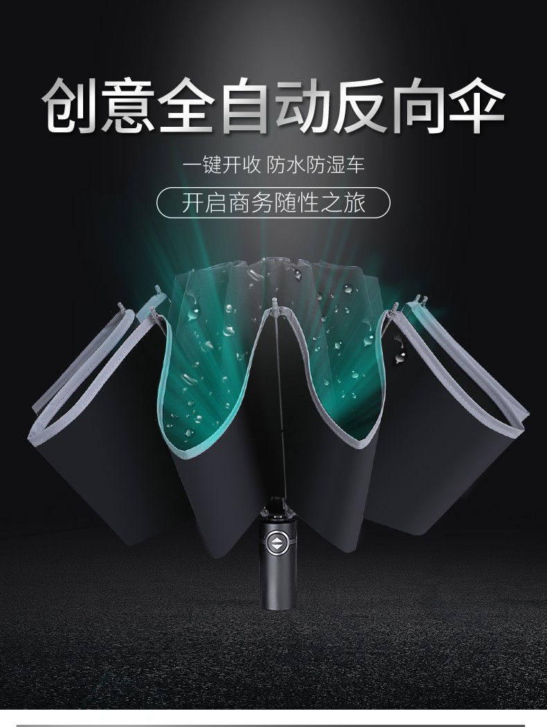 带反光条全自动反向伞 男士车载折叠商务伞 加大防风10骨雨伞自动伞 可接受商务定制 详请咨询在线客服