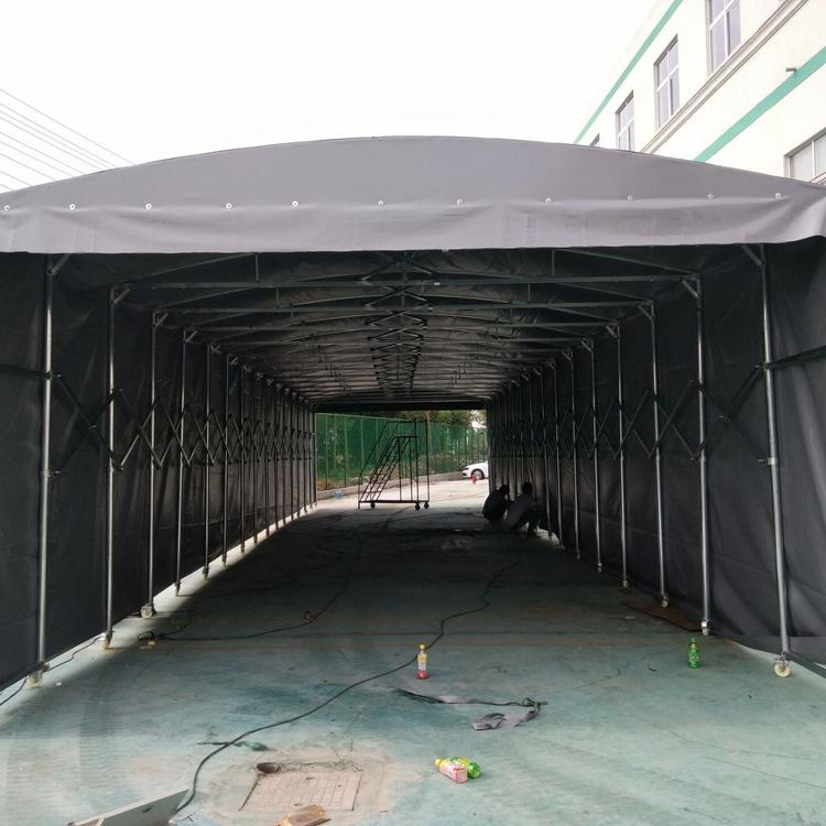 新款厂房仓储移动推拉篷定制  物流伸缩推拉雨蓬  手动折叠推拉蓬厂家