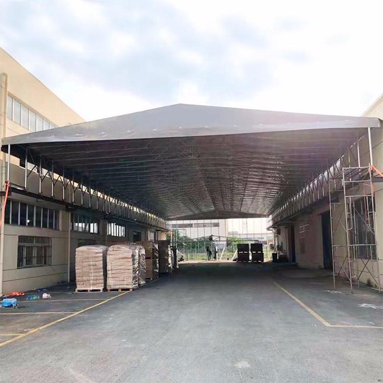 电动推拉式雨篷厂房   通道电动遮阳雨篷   工厂场地智能雨篷  彩色天空雨篷