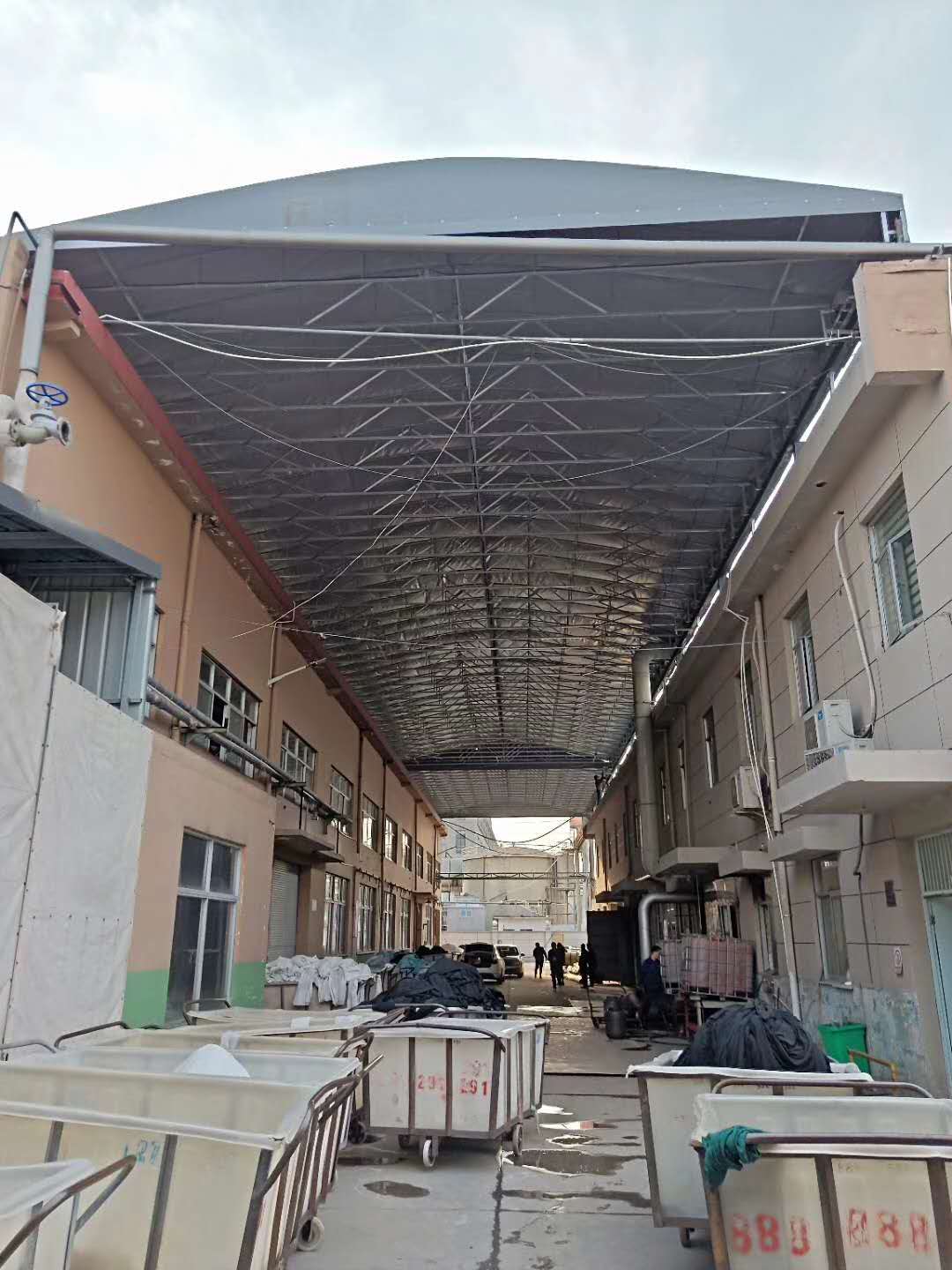 江苏无锡大型电动推拉篷  室外仓库仓储电动推拉雨篷 伸缩推拉篷   彩色天空雨篷