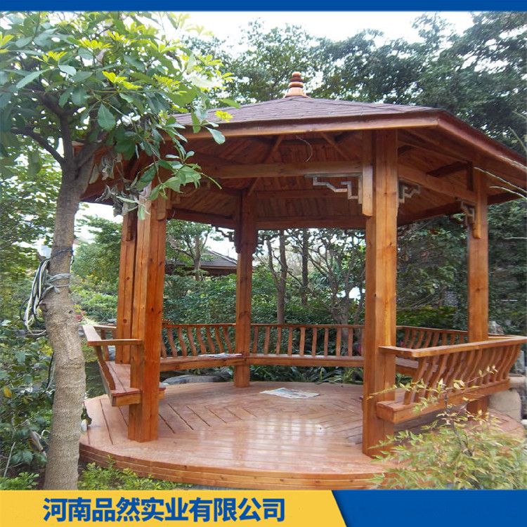 河北户外仿古建长廊厂家 四角八角田园风防腐木亭 款式多样 支持定做