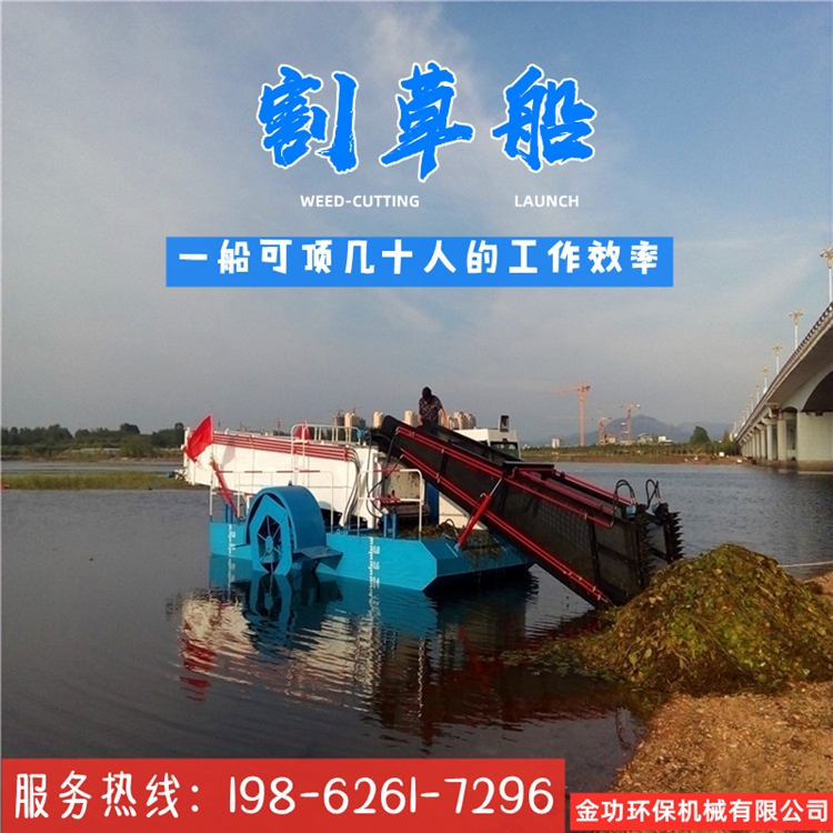 广东全自动水浮萍打捞船 芦苇收割打捞船 水葫芦打捞船 电动割草船
