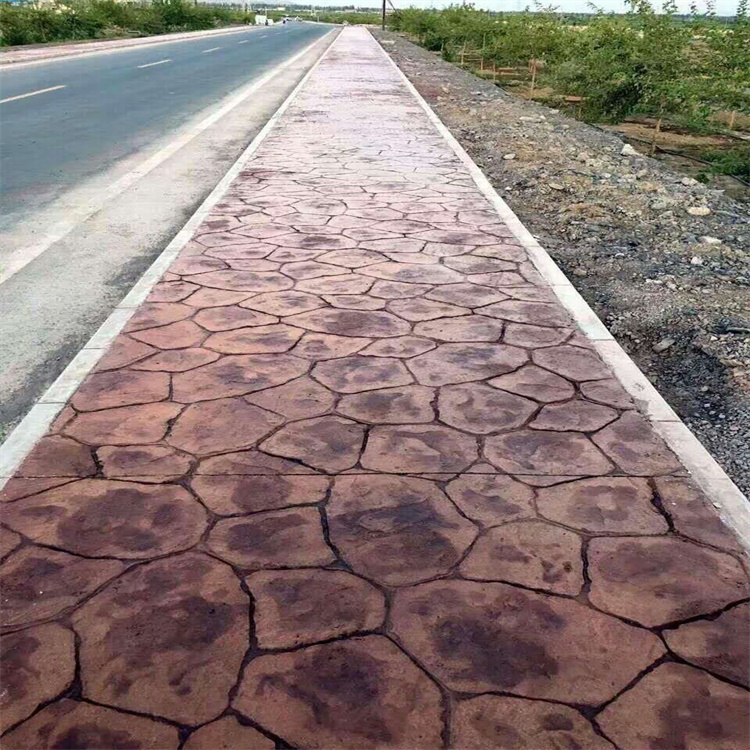 艺术彩色路面压花 压模路面模具 压花地坪厂家 虹彩建材