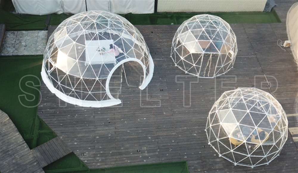 户外露营球形餐厅 钢结构球形星空屋 PVC半圆透明球赛尔特定制