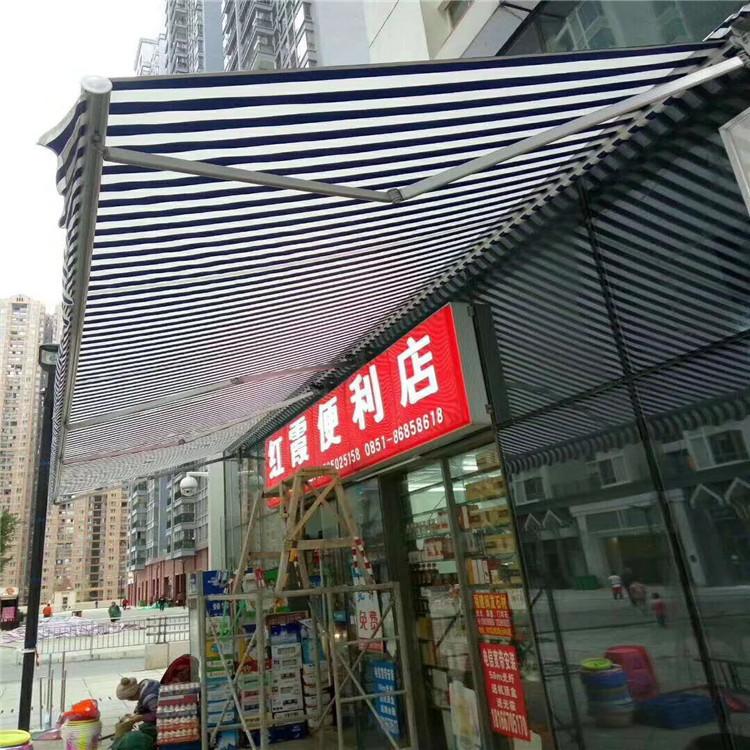 室外折叠遮阳棚定做  手拉式遮阳雨篷设计   别墅庭院遮阳蓬定制   阳台帐篷安装   