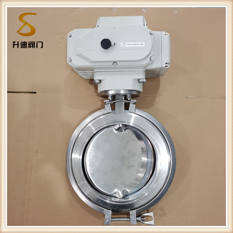 升迪4-20MA调节型DC24V卫生级电动不锈钢粉体放料快拆蝶阀