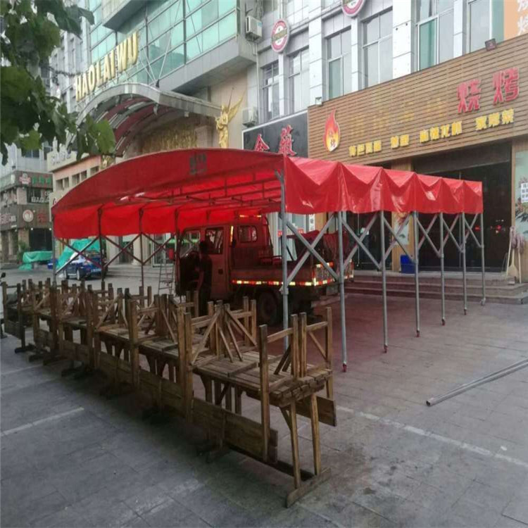 户外推拉帐篷 自动伸缩雨篷 万鸿 电动推拉雨蓬生产厂家