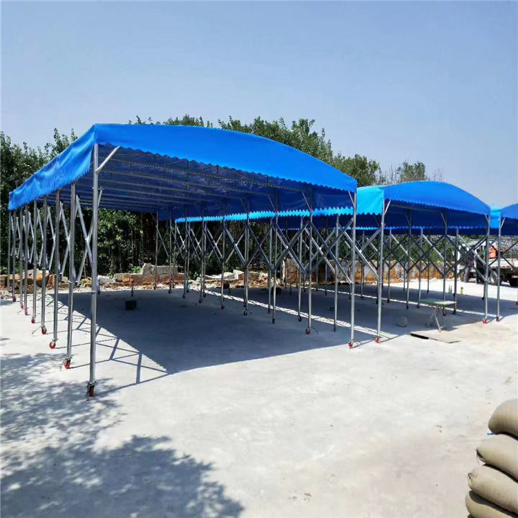 可折叠遮阳蓬  山东遮阳雨蓬厂家 万鸿 刀刮布推拉遮阳雨蓬厂家直供
