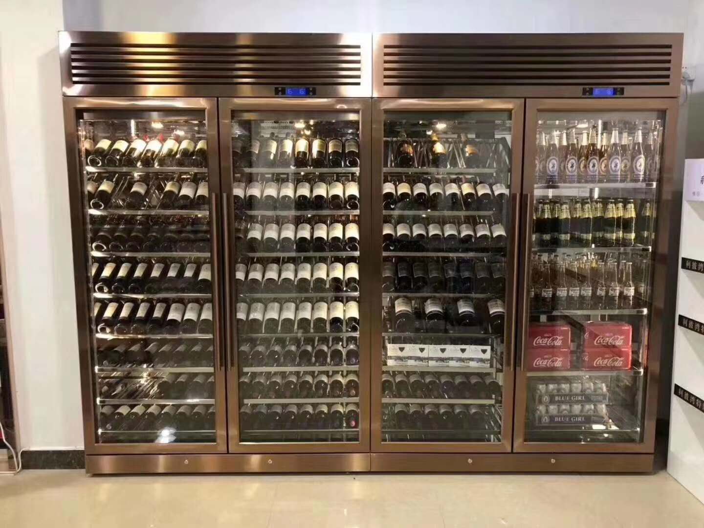 玫瑰金酒柜 恒温不锈钢酒柜定制 佛山标艺不锈钢厂家供应