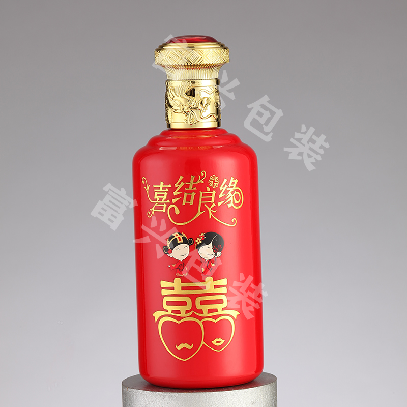 1斤装中国红仿陶瓷酒瓶  富兴酒类包装