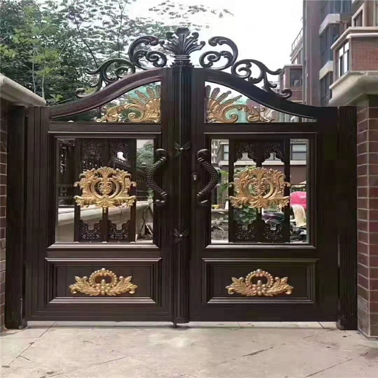 别墅小区铝艺大门 轻奢型移动折叠庭院门 工厂铸铝雕花庭院大门定制