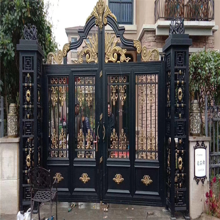 定制庭院铝艺别墅大门 铝艺大门 别墅庭院门 铝艺平开门