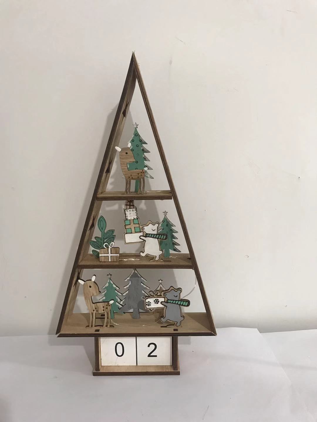 厂家定制圣诞节24数字倒计时装饰品 雕刻木质圣诞礼品