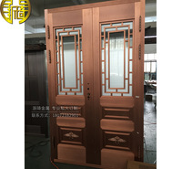 玻璃双开真铜门 抗压强真铜门 复古简约真铜门 浙琦真铜门
