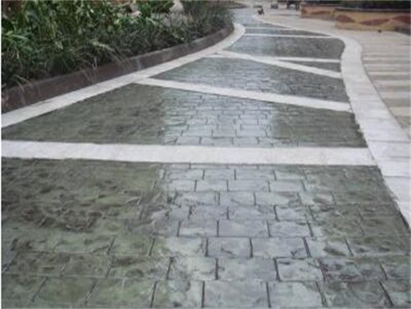 混凝土压花路面做法 彩色强化料 水泥印花价格 河北虹彩建材