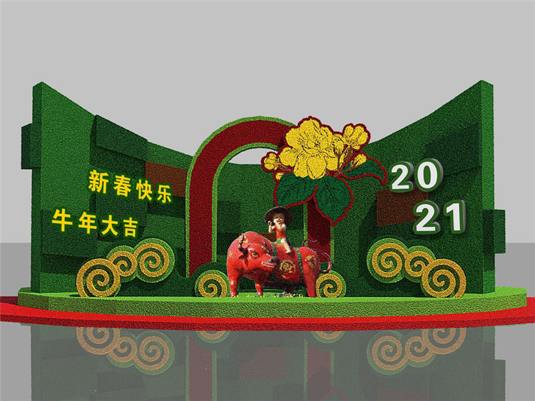 元旦春节公园仿真绿雕来图定制 青州盛诺 绿雕设计商家
