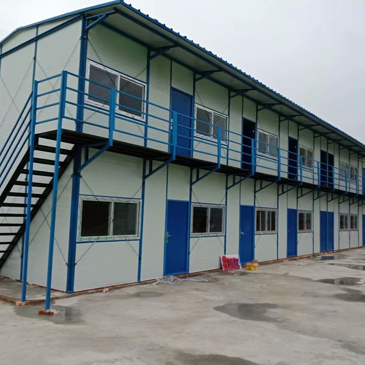 柳州活动房安装 一达钢结构 K式单层蓝白活动板房 员工宿舍活动房安装