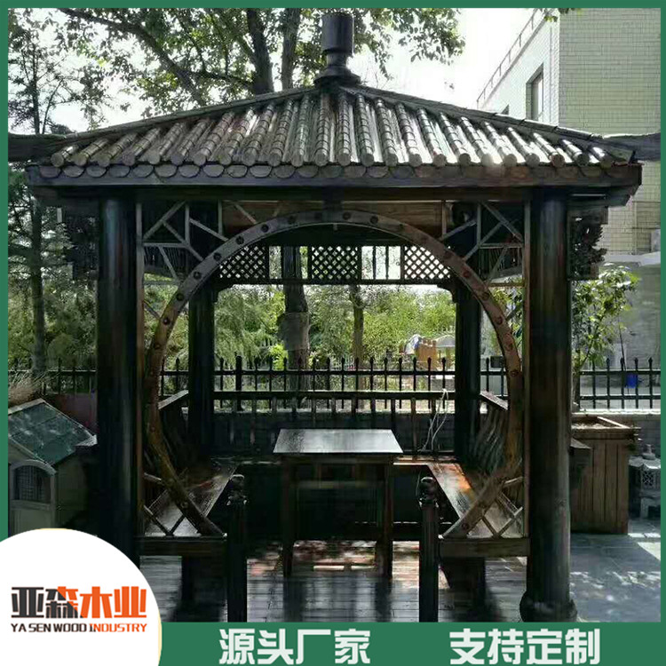 防腐木凉亭建造厂家 亚森定制防腐木凉亭 价格低 品质优