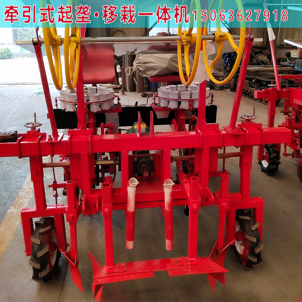 两行牵引式蔬菜移栽机 辣椒茄子西红柿移栽机 军岩移栽机价格