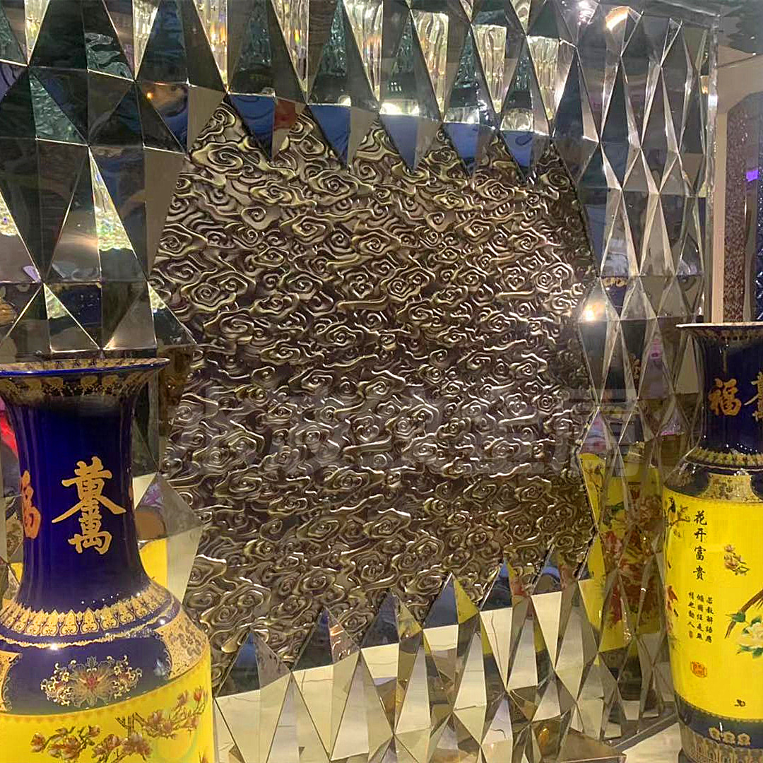 新款大祥云 古典大祥云装饰板 不锈钢压花板 酒店KTV吊顶背景墙装饰 厂家定制