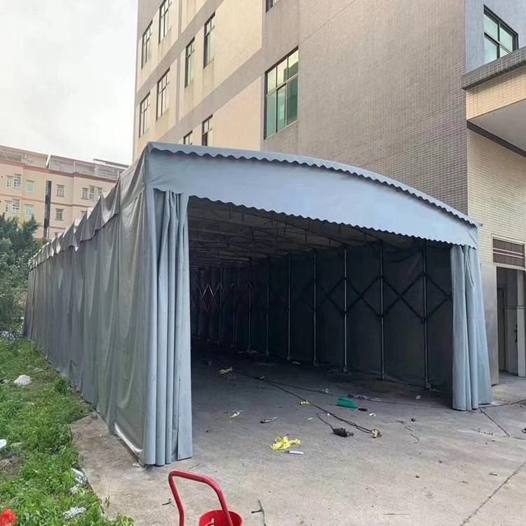 苏州户外汽车推拉雨棚  阳台折叠遮阳雨蓬  室外伸缩推拉雨篷   工厂悬空电动推拉篷厂家