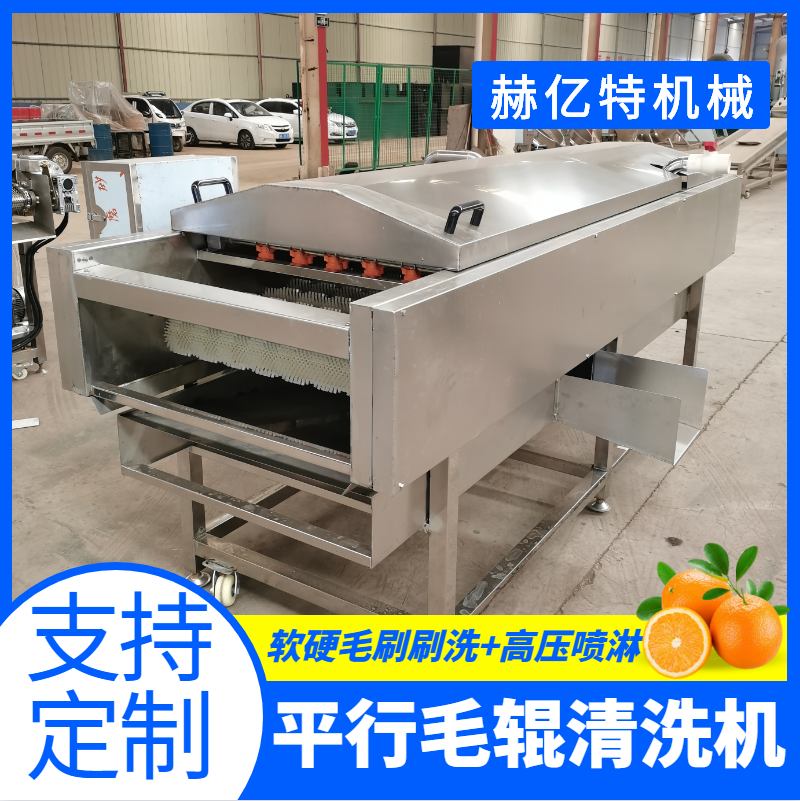 平行式海虹毛辊清洗机 海虹深加工设备 小型海蛎子清洗机 毛刷式扇贝清洗机 赫亿特定制