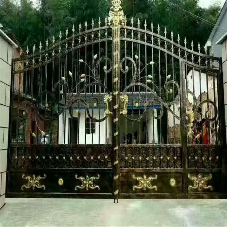 庭院铁艺大门 小区入户外门欧式豪华别墅院子单双对开门栅栏防盗门