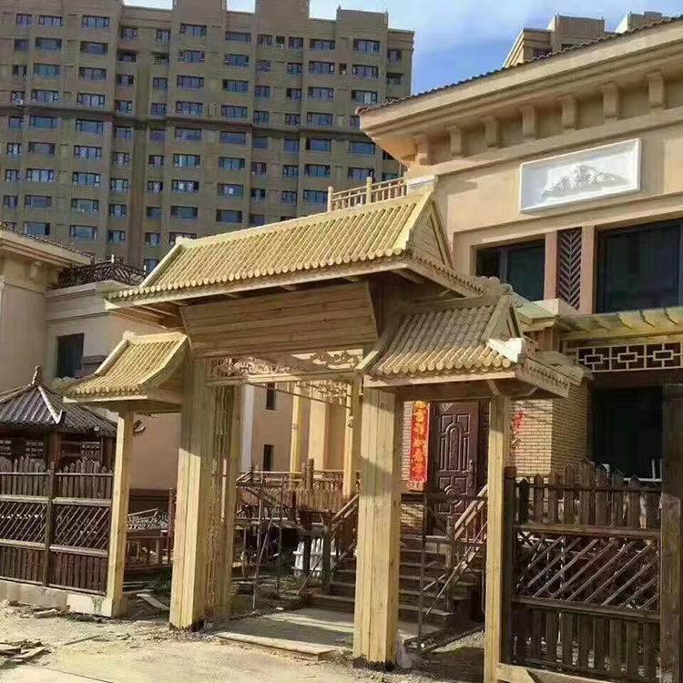 防腐木门楼厂家 古建防腐木门楼  精工制作 品质保障