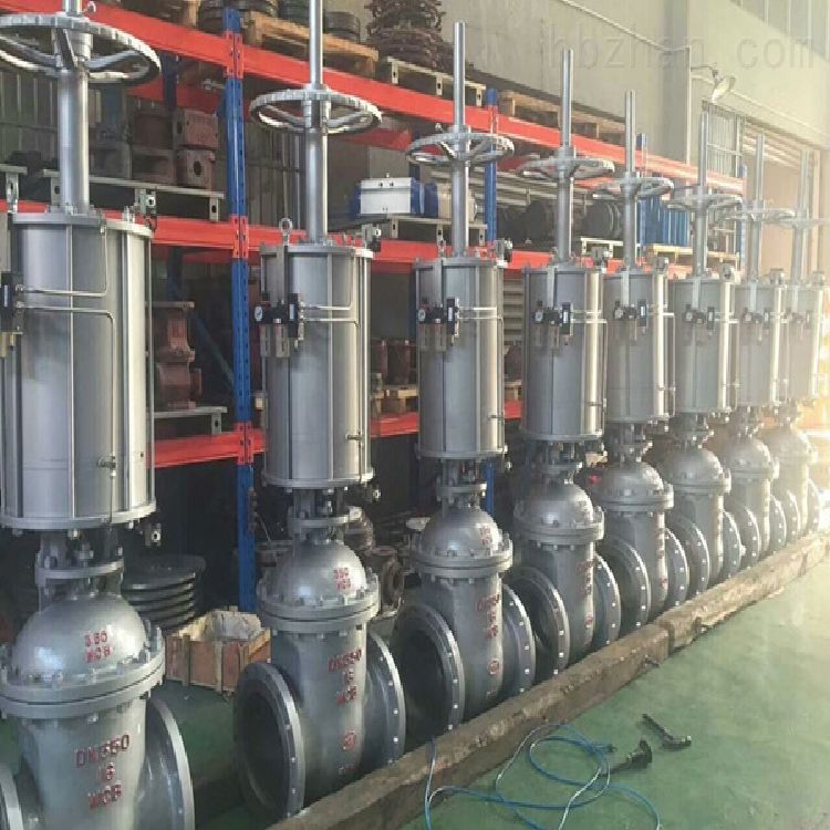 Z641H气动带手动闸阀 气动闸阀 气动刀型闸阀 气动平板闸阀 耐磨闸阀