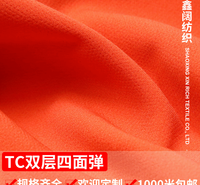鑫阔 TC涤棉莱卡布料 梭织平纹四面弹力布 女装服装时装面料 柯桥批发