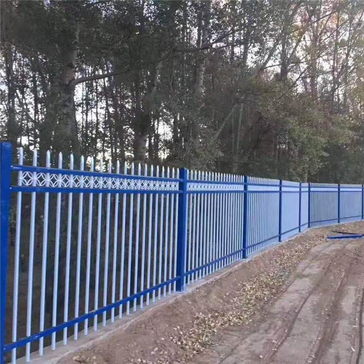 锌钢插接护栏 东昇小区别墅园林景区用插接围栏 蓝白色喷塑围墙栏
