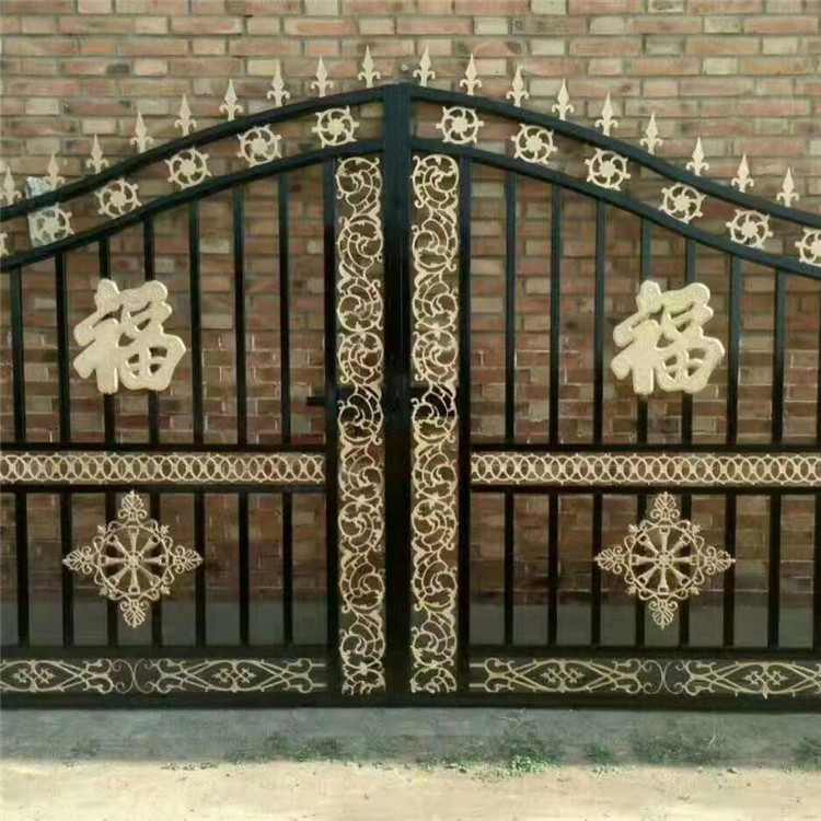 铁艺大门 东昇小区别墅花园庭院黑色描金铁艺大门
