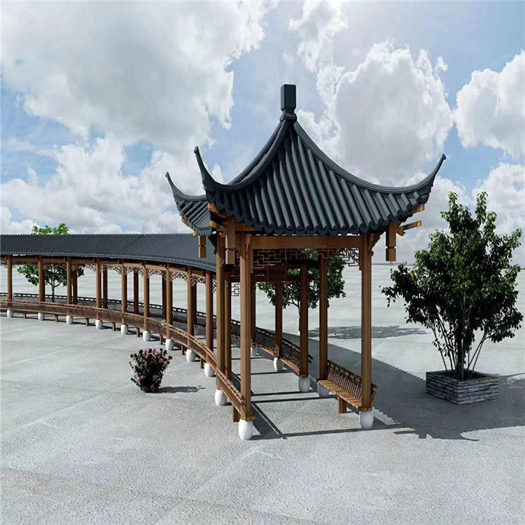 古建木质长廊 批发防腐木长廊 防腐性强 欢迎选购