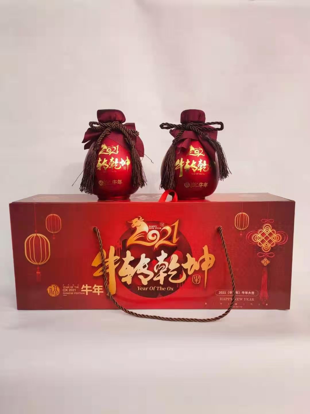 牛气冲天酒瓶现货包装 四瓶装 白酒瓶定制 富兴酒类包装