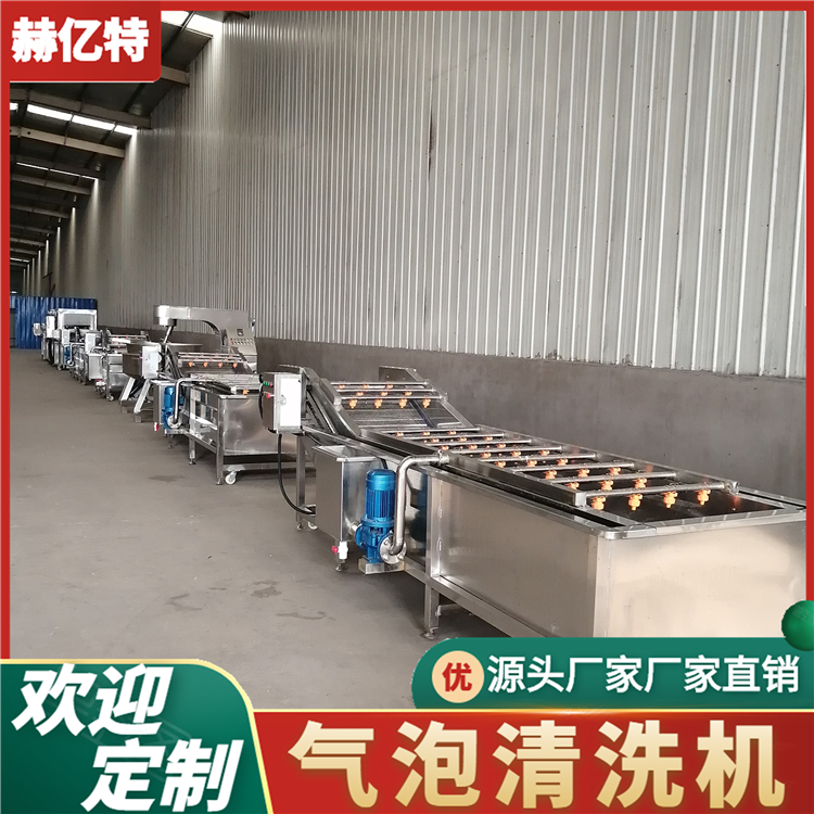 橄榄气泡清洗机 包装袋去油清洗风干设备 大型净菜加工流水线 质保一年  赫亿特机械