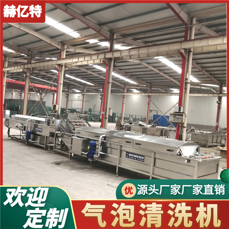 大型洗菜机 大型气泡清洗机 商用瓜果清洗设备 豆角辣椒清洗流水线  赫亿特机械