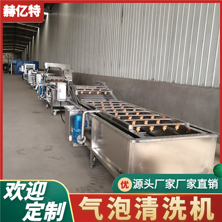 草莓气泡清洗机 机械零件去油清洗风干设备 大型净菜加工流水线 质保一年  赫亿特机械